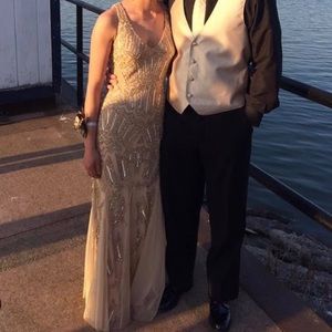 Gold beaded proms DRESS